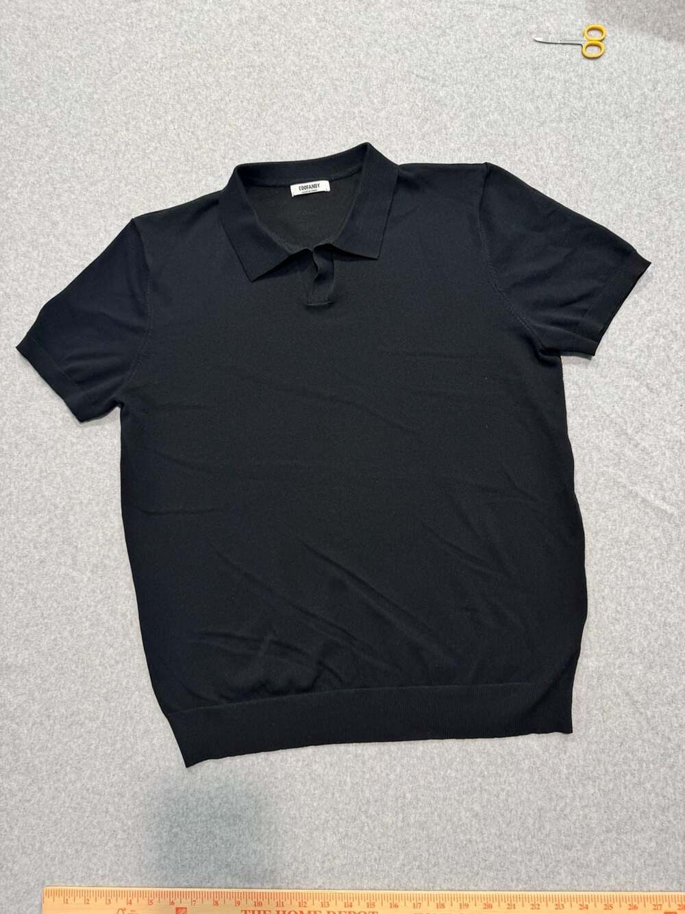 COOFANDY Black Knit Polo Shirt Men’s Large